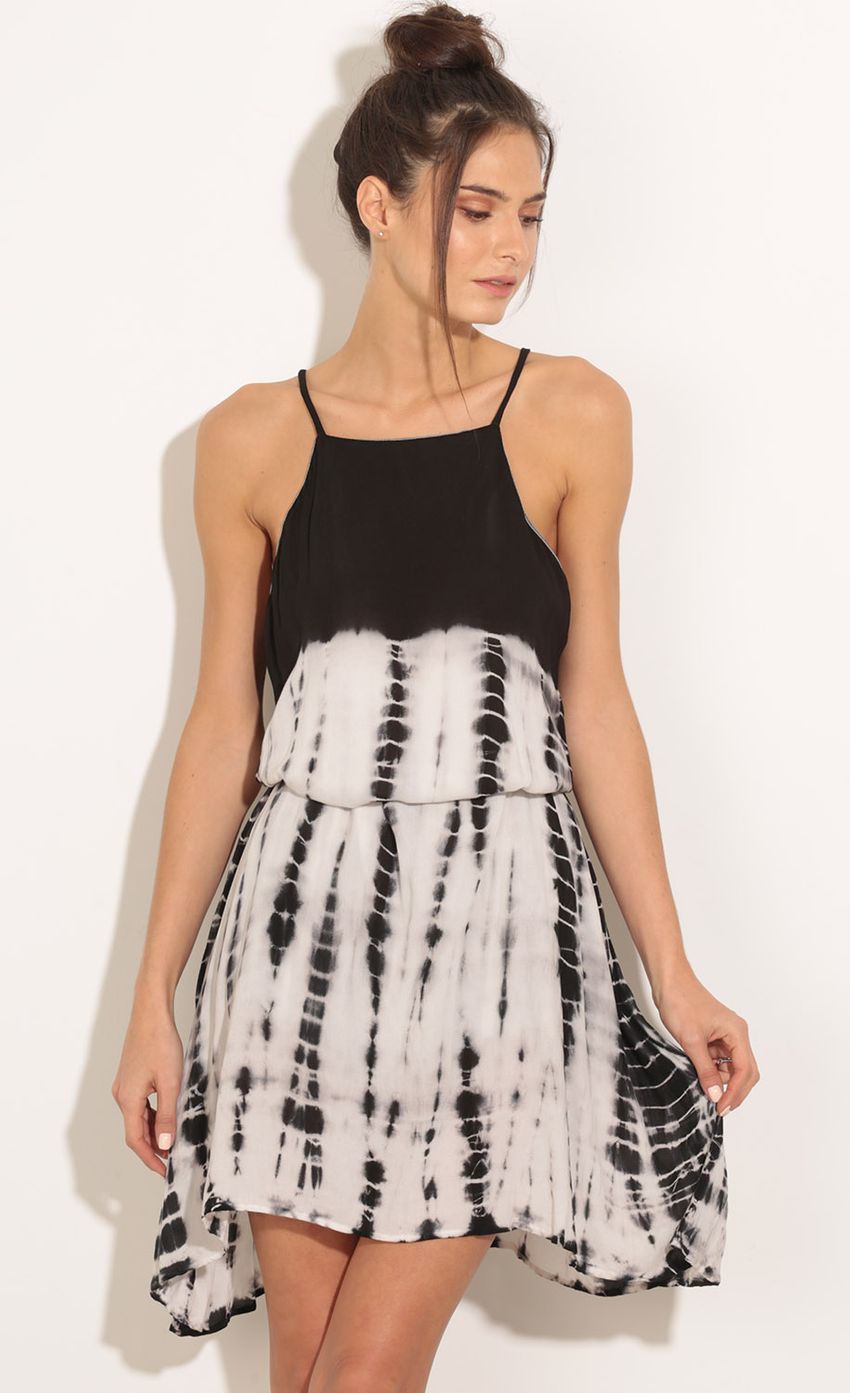 Picture Tie-Dye Halter Shift Dress In Black And White. Source: https://media-img.lucyinthesky.com/data/Feb16_1/850xAUTO/0Y5A2742.JPG