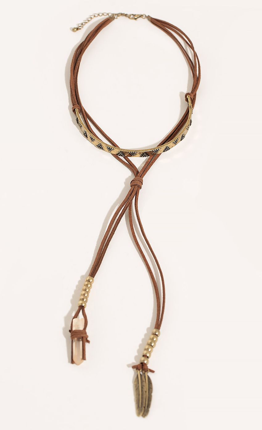 Picture Feather And Stone Tribal Choker In Rustic Gold. Source: https://media-img.lucyinthesky.com/data/Feb16_1/850xAUTO/0Y5A3653.JPG