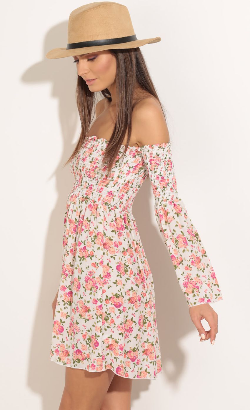 Picture Off The Shoulder Floral Printed Day Dress. Source: https://media-img.lucyinthesky.com/data/Feb16_1/850xAUTO/0Y5A4321.JPG