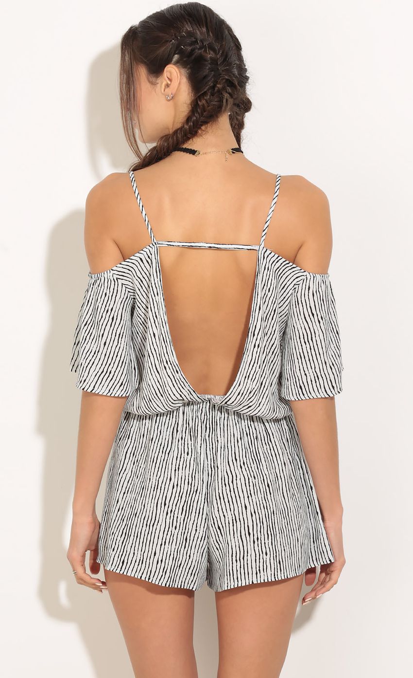 Picture Open Shoulder Stripe Romper In White. Source: https://media-img.lucyinthesky.com/data/Feb16_1/850xAUTO/0Y5A4804.JPG