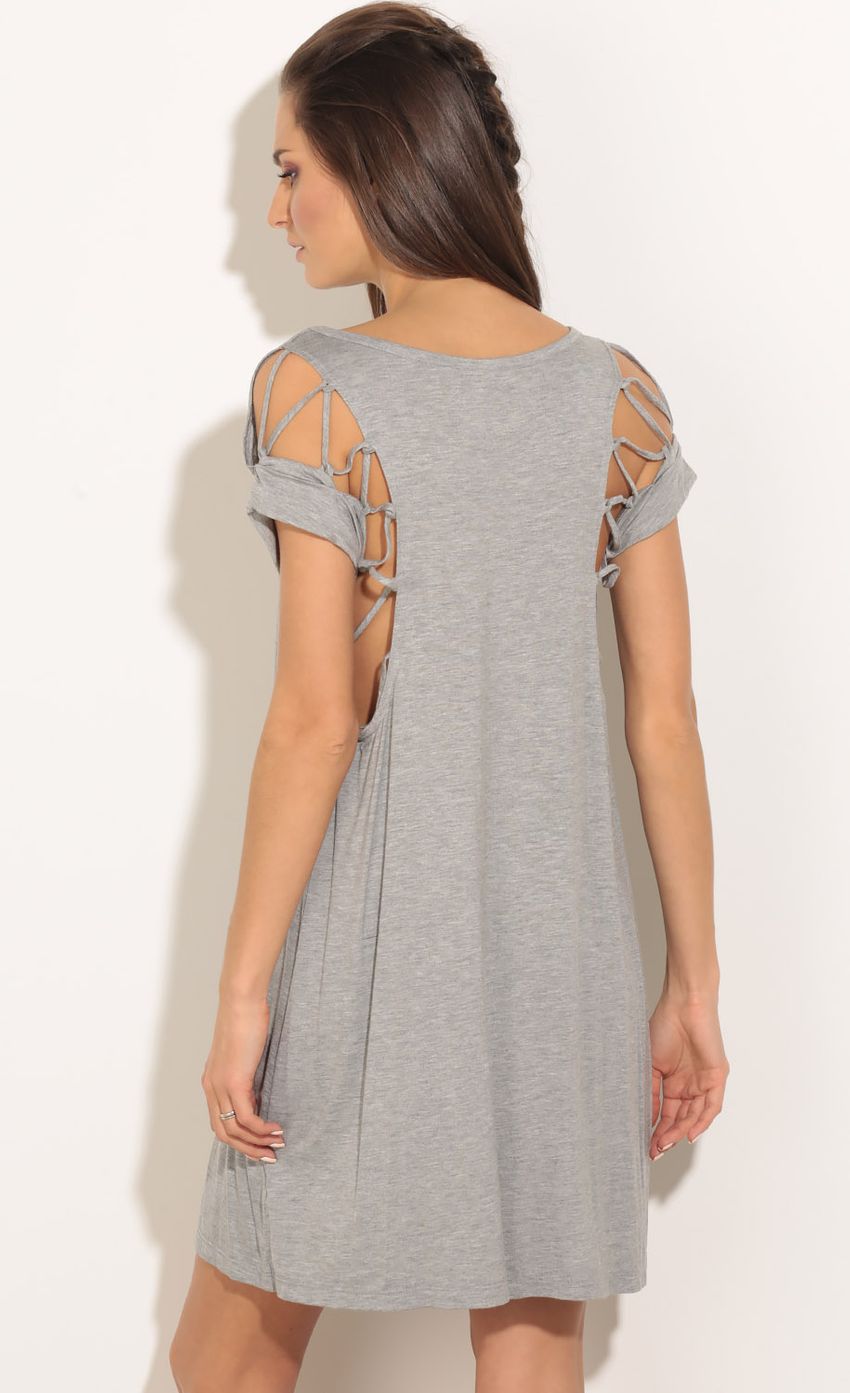 Picture Lace-Up Sides Shift Dress In Grey. Source: https://media-img.lucyinthesky.com/data/Feb16_1/850xAUTO/0Y5A6915.JPG