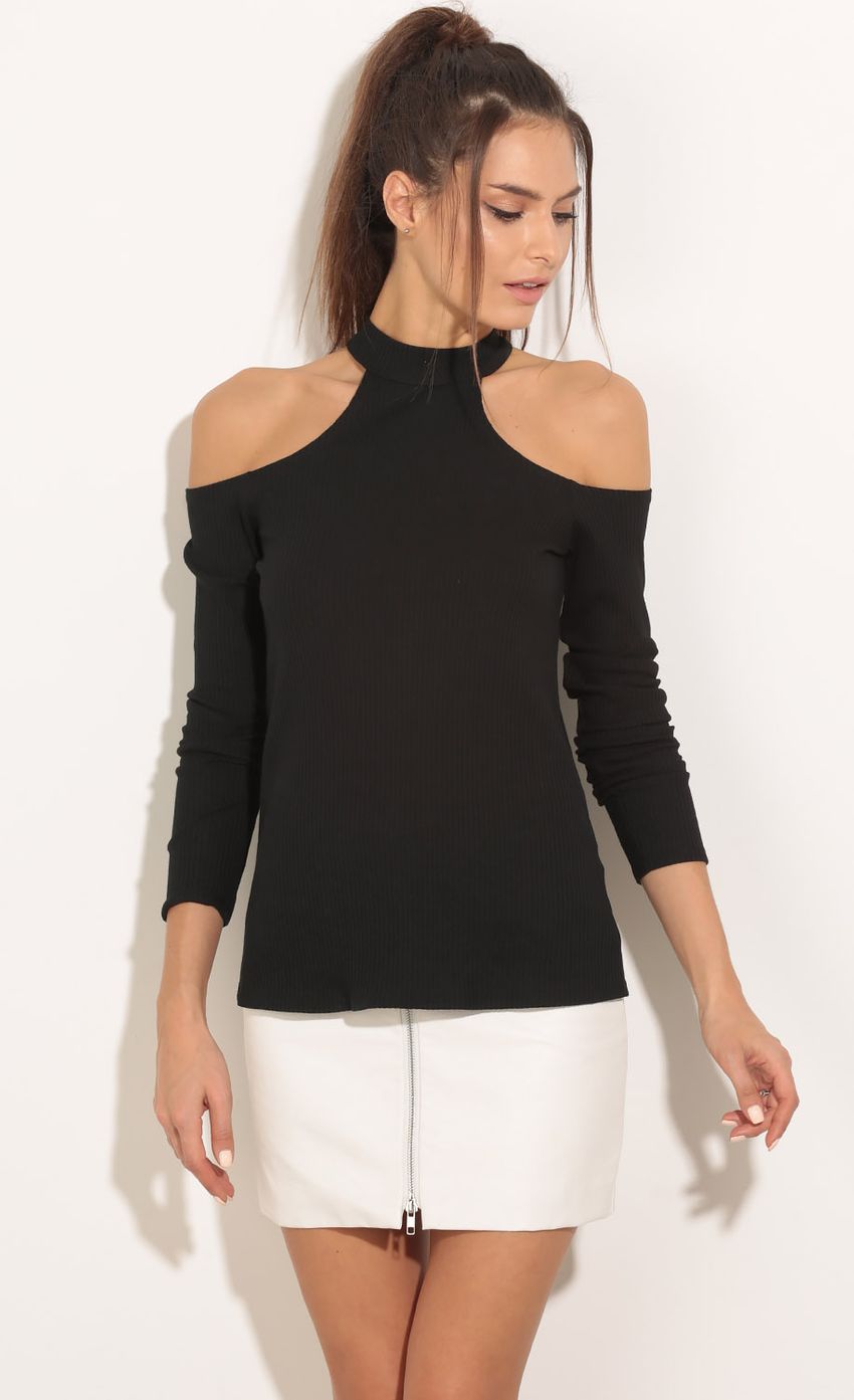 Picture High Neck Open Shoulder In Black. Source: https://media-img.lucyinthesky.com/data/Feb16_2/850xAUTO/0Y5A1541.JPG