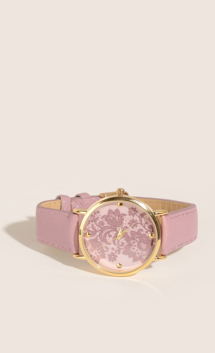 Picture Floral Lace Analog Watch In Mauve. Source: https://media-img.lucyinthesky.com/data/Feb16_2/850xAUTO/0Y5A2236.JPG