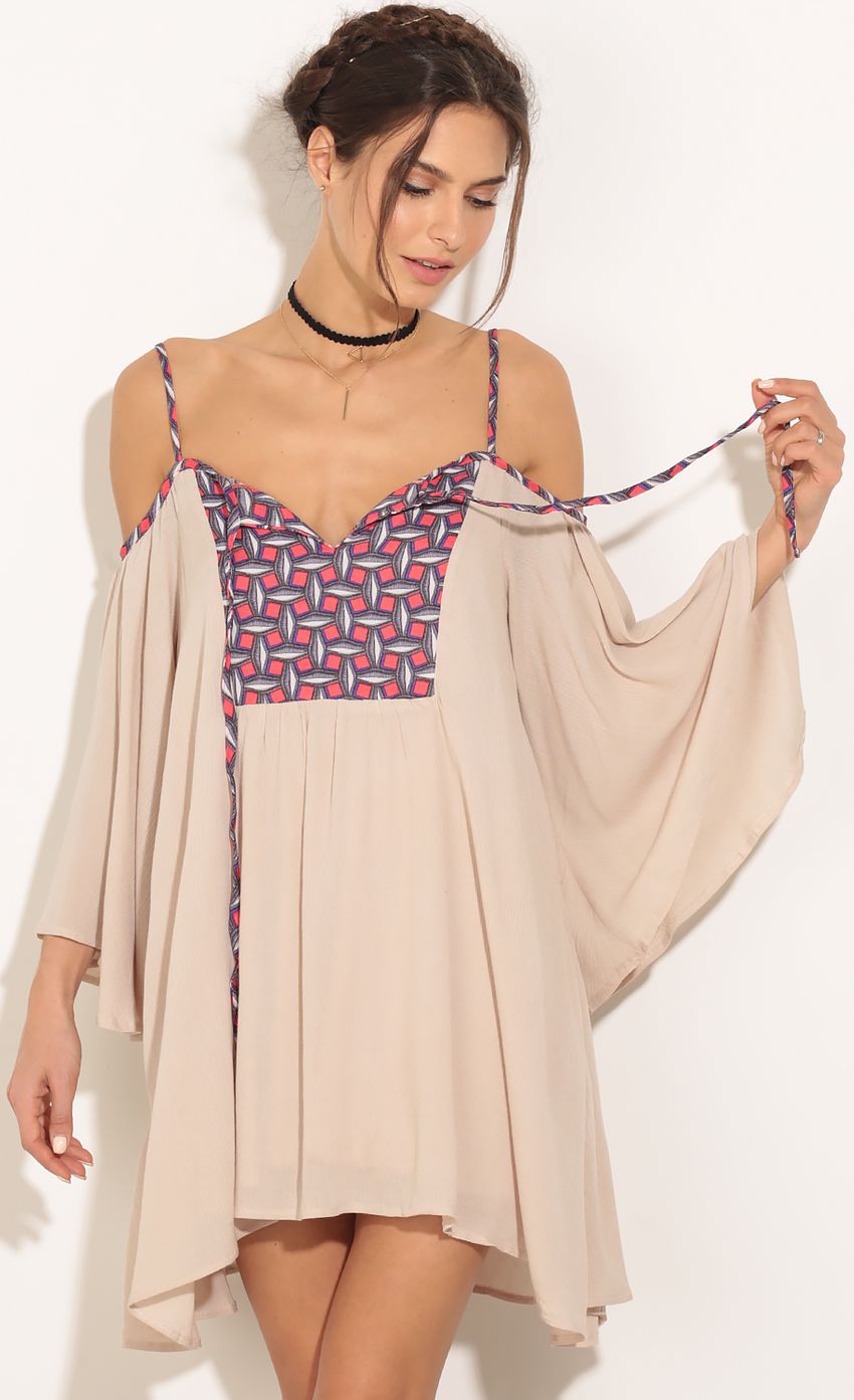 Picture Patterned Bodice Day Dress In Mocha. Source: https://media-img.lucyinthesky.com/data/Feb16_2/850xAUTO/0Y5A5467.JPG