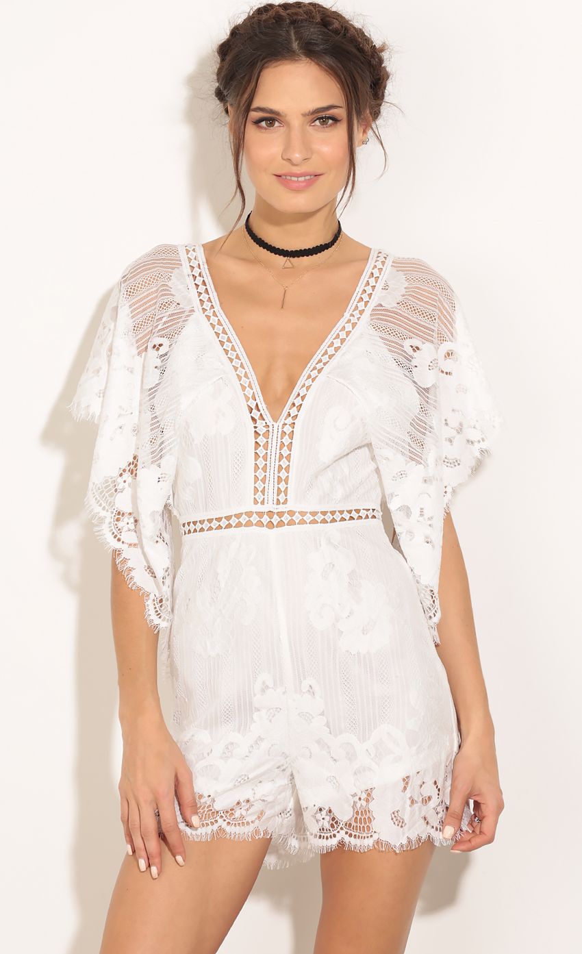 Picture Sheer Floral Lace Romper In White. Source: https://media-img.lucyinthesky.com/data/Feb16_2/850xAUTO/0Y5A5684.JPG