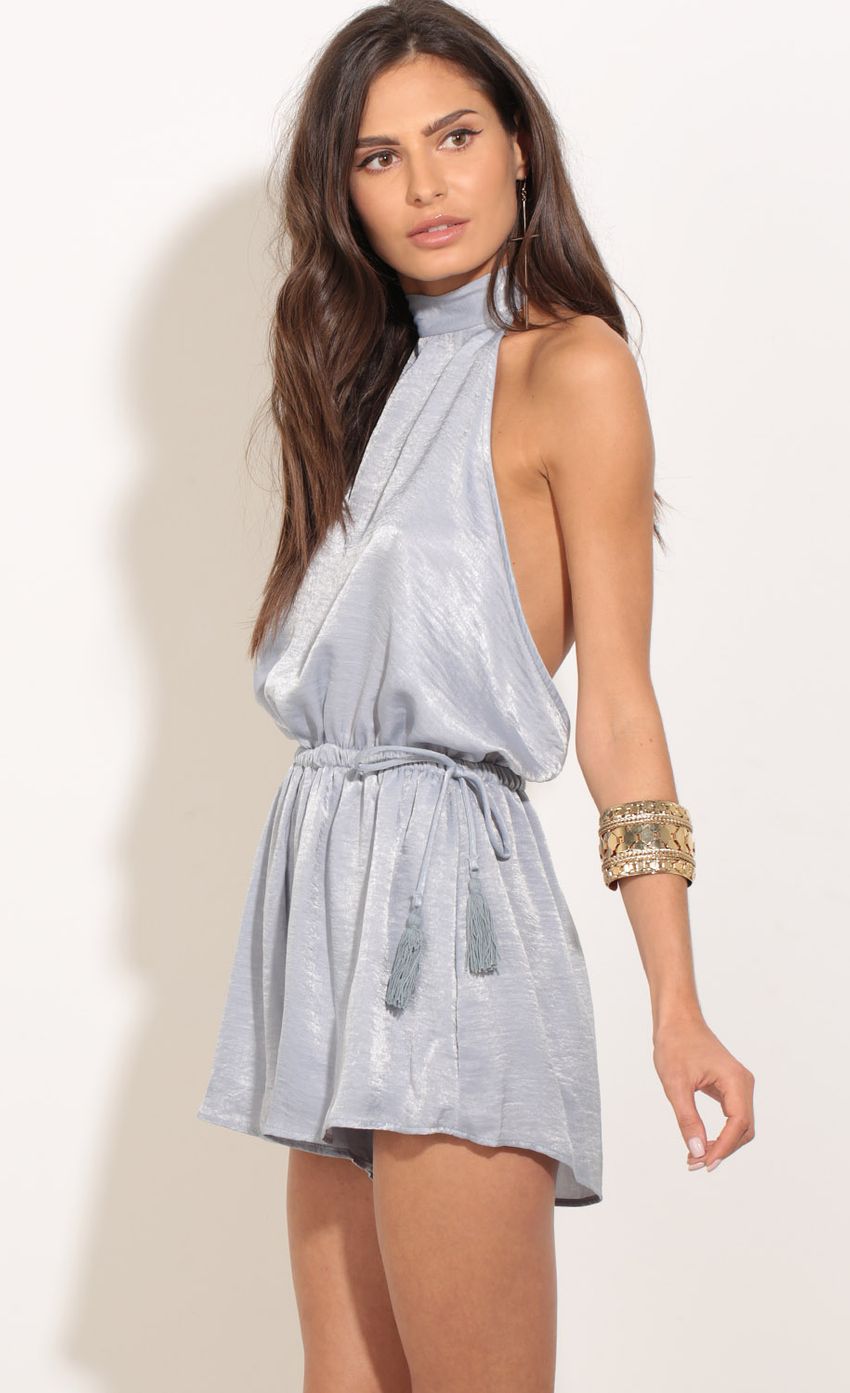 Picture Satin Shimmer Halter Romper In Blue. Source: https://media-img.lucyinthesky.com/data/Feb17_2/850xAUTO/0Y5A0782.JPG