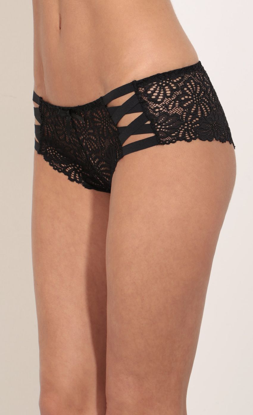 Picture Strappy Floral Lace Boy Shorts In Black. Source: https://media-img.lucyinthesky.com/data/Feb17_2/850xAUTO/0Y5A2172.JPG