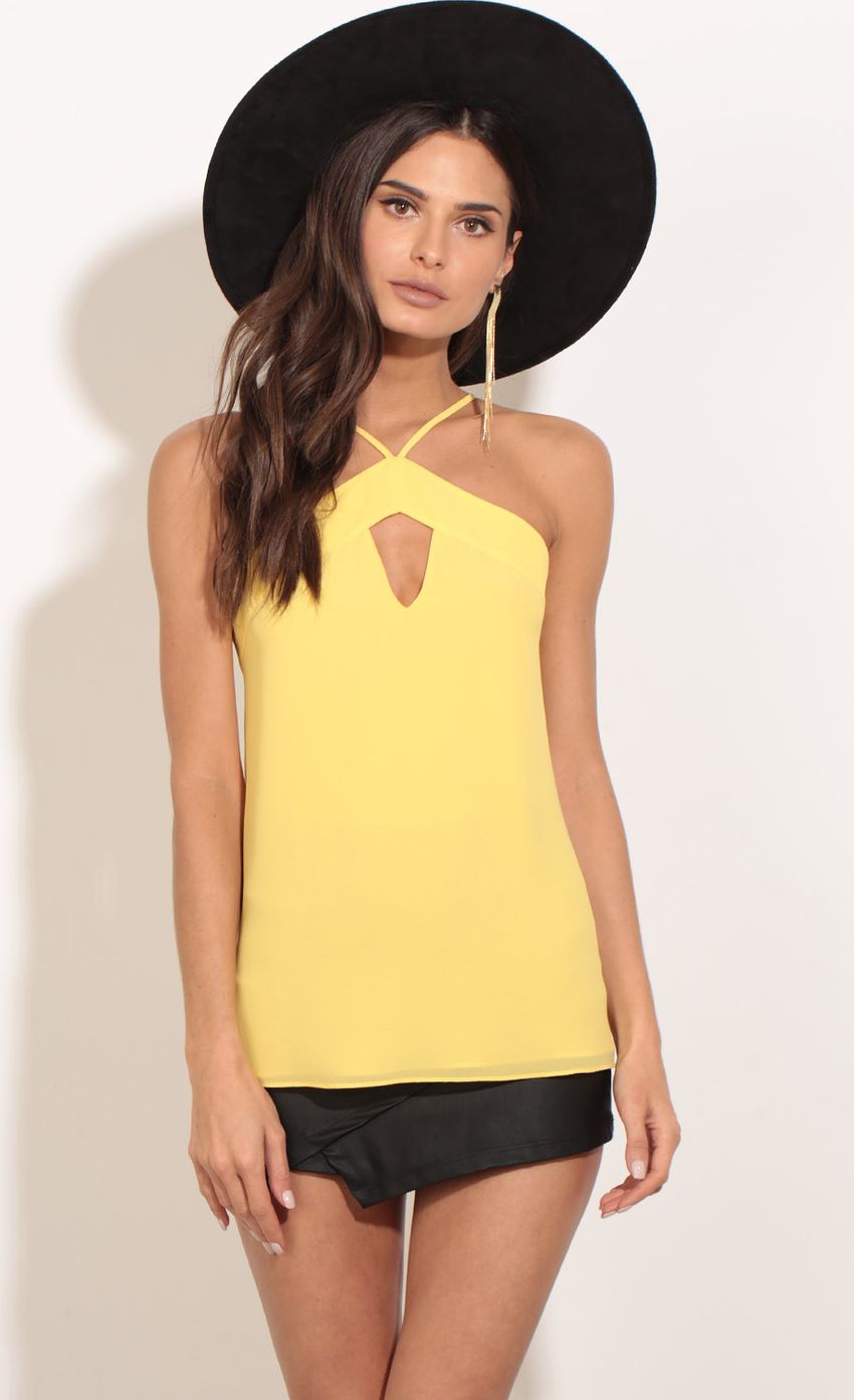Picture Keyhole Racerback Top In Yellow. Source: https://media-img.lucyinthesky.com/data/Feb17_2/850xAUTO/0Y5A2778.JPG