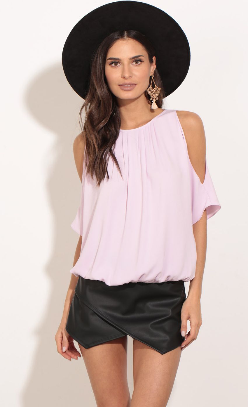 Picture Open Shoulder Pleated Detail Top In Lavender. Source: https://media-img.lucyinthesky.com/data/Feb17_2/850xAUTO/0Y5A3068.JPG