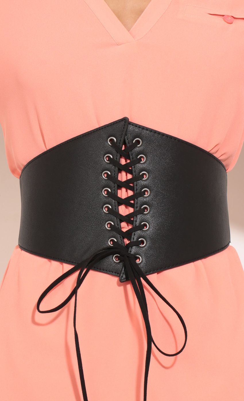 Picture Faux Leather Lace-Up Waist Belt In Black. Source: https://media-img.lucyinthesky.com/data/Feb17_2/850xAUTO/0Y5A3594.JPG