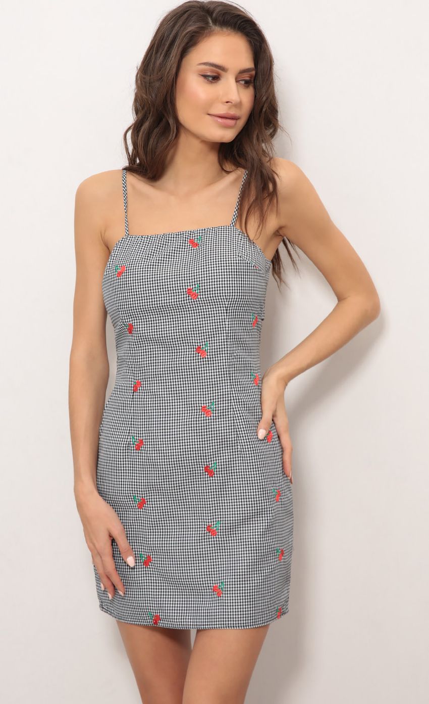 Picture Cherry On Top Gingham Tie-Back Dress. Source: https://media-img.lucyinthesky.com/data/Feb18_2/850xAUTO/0Y5A5758.JPG