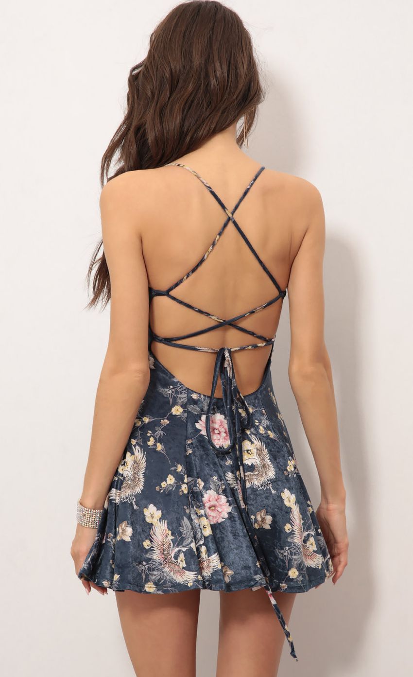 Picture Velvet Floral Tie-Back A-Line Dress. Source: https://media-img.lucyinthesky.com/data/Feb18_2/850xAUTO/0Y5A5886.JPG