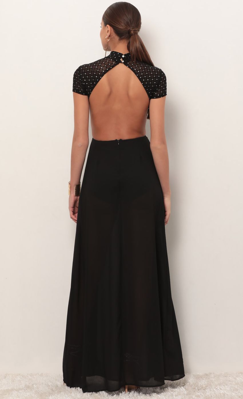Picture Couture Black Diamond Mesh Maxi Dress. Source: https://media-img.lucyinthesky.com/data/Feb19_2/850xAUTO/781A0857.JPG