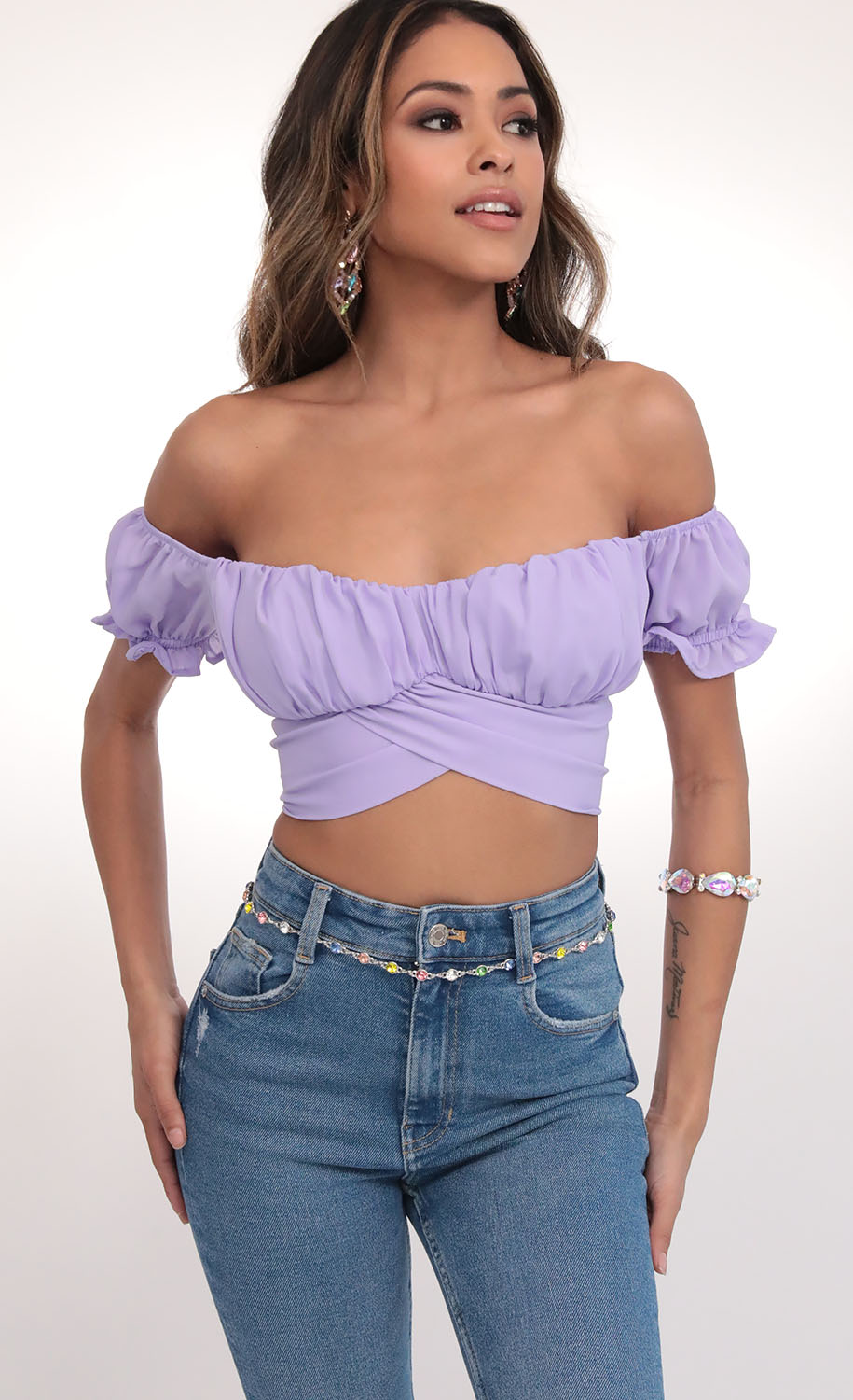Lavender Ruched Wrap Top