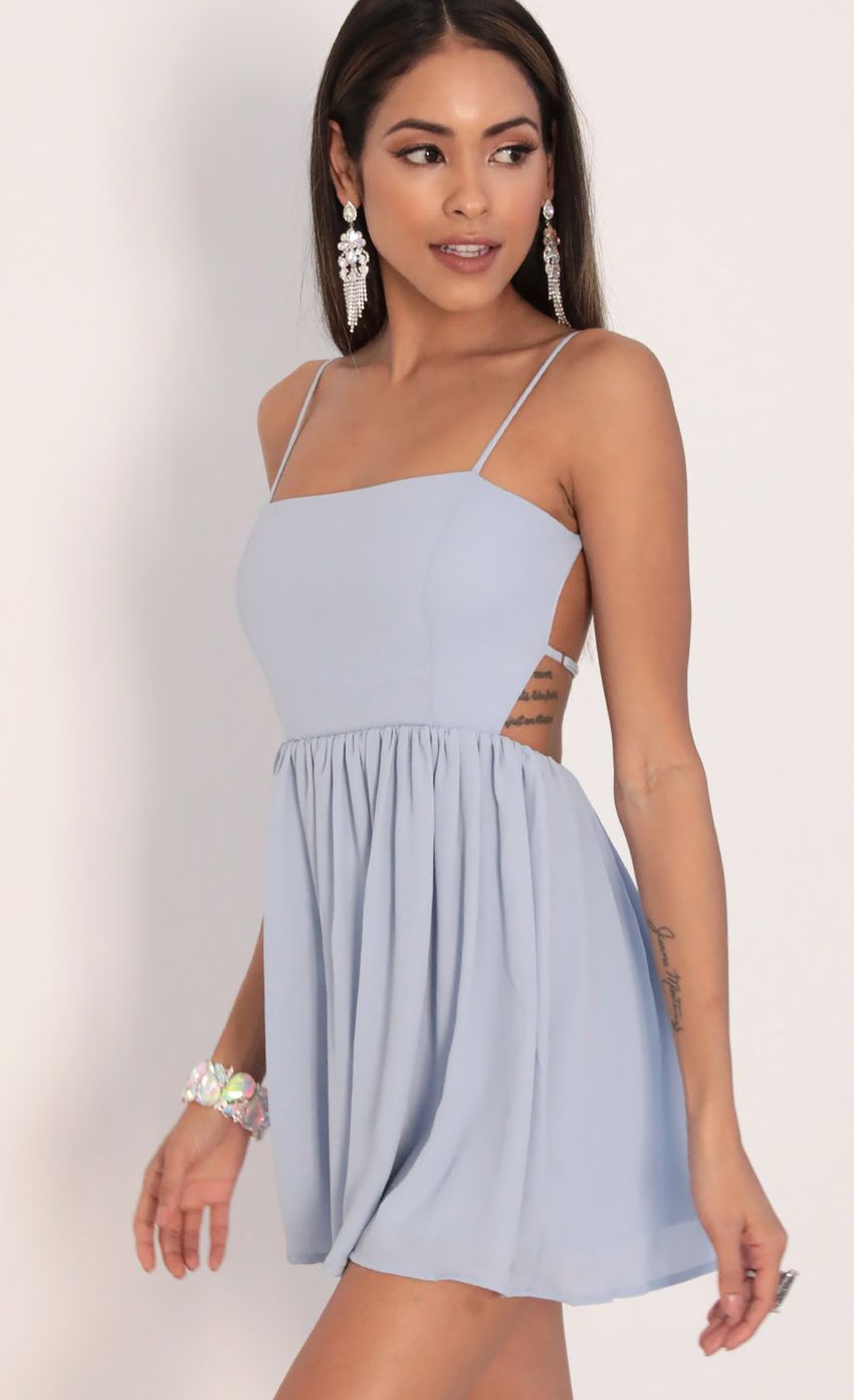 Picture Chiffon A-line Dress in Dusty Blue. Source: https://media-img.lucyinthesky.com/data/Feb20_1/850xAUTO/781A0867.JPG