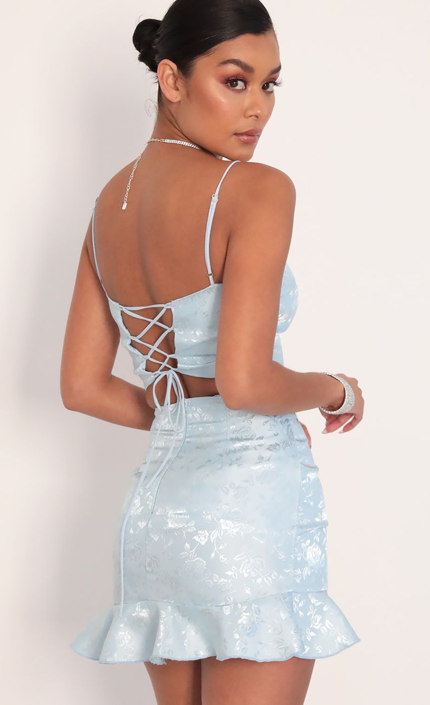 Picture Satin Jacquard Ruffle Set in Light Blue. Source: https://media-img.lucyinthesky.com/data/Feb20_1/850xAUTO/781A2866.JPG