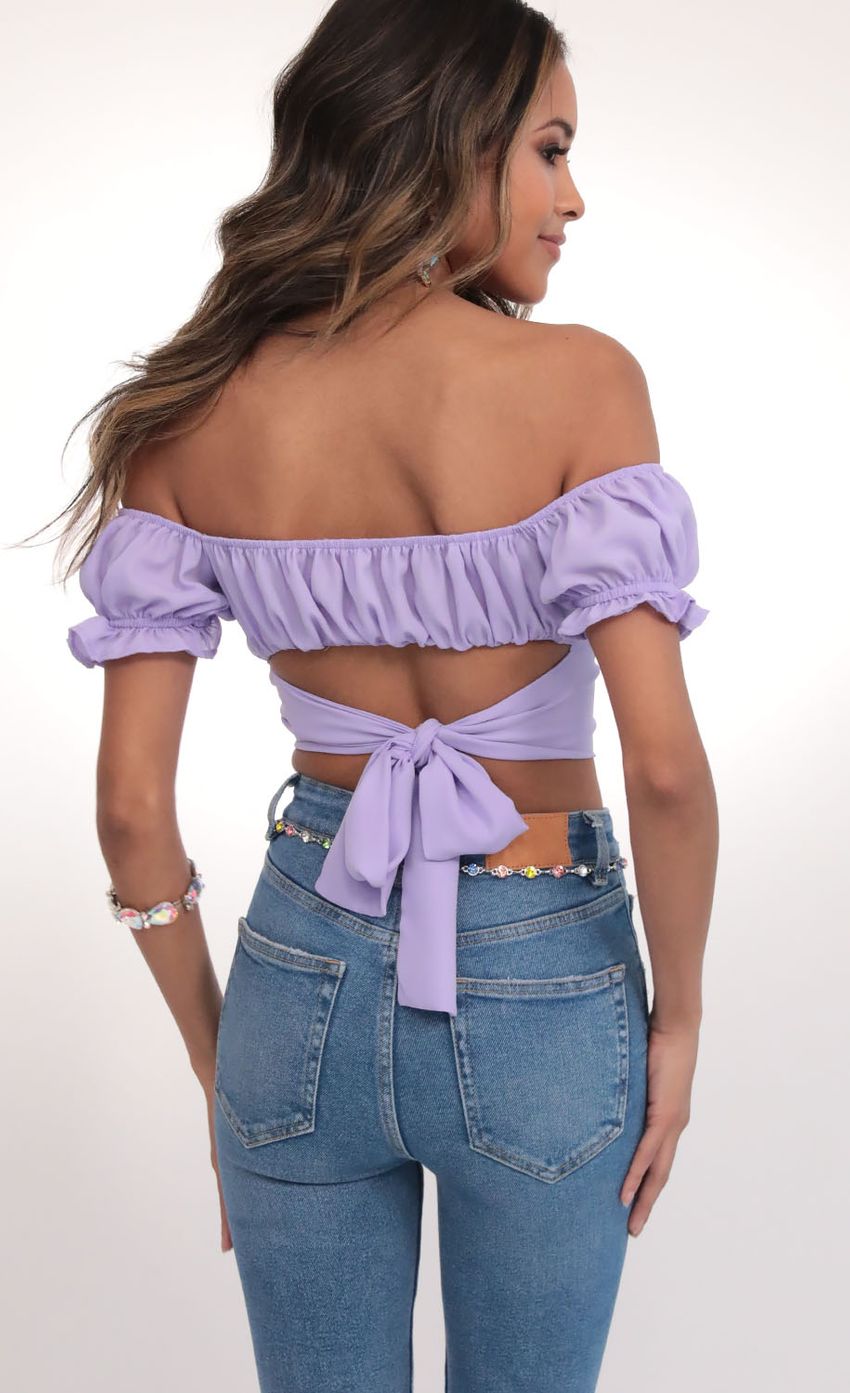 Picture Lavender Ruched Wrap Top. Source: https://media-img.lucyinthesky.com/data/Feb20_1/850xAUTO/781A3354.JPG