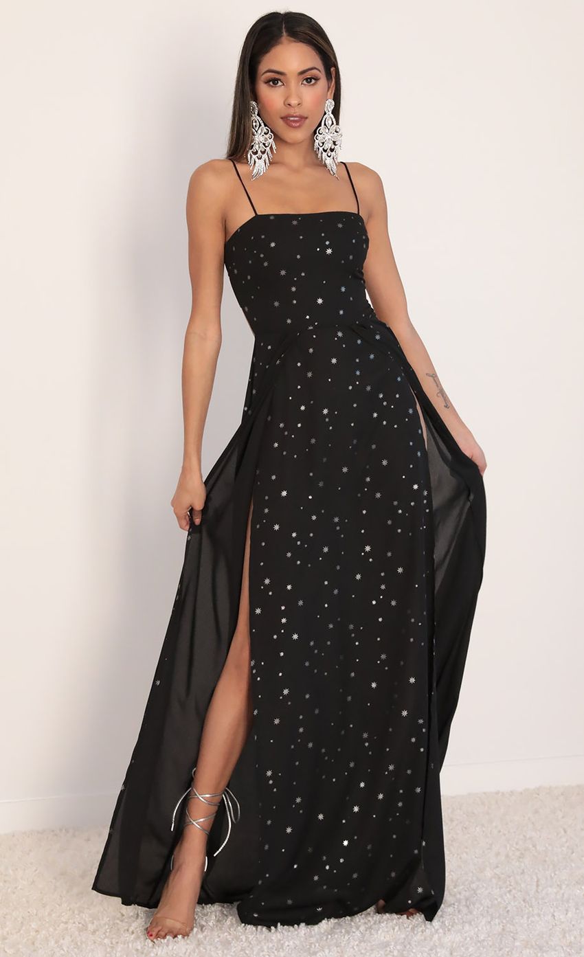 Picture Gala Starlight Maxi Dress in Midnight Navy. Source: https://media-img.lucyinthesky.com/data/Feb20_1/850xAUTO/781A3363.JPG