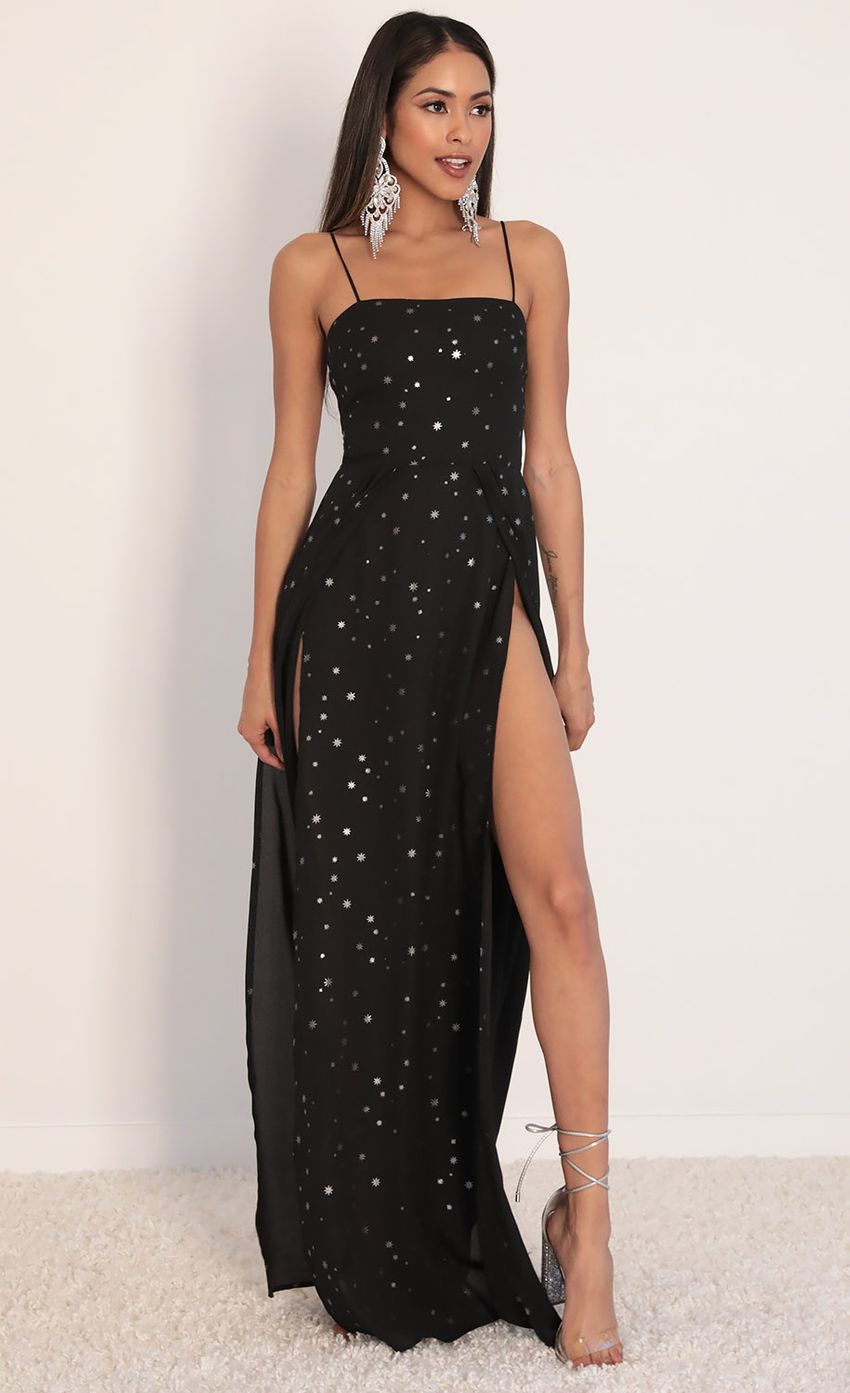 Picture Gala Starlight Maxi Dress in Midnight Navy. Source: https://media-img.lucyinthesky.com/data/Feb20_1/850xAUTO/781A3369.JPG