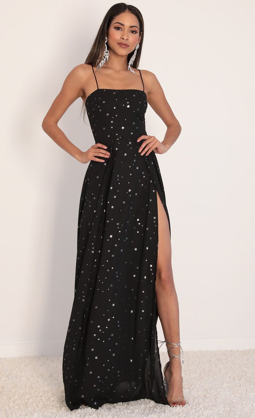 Picture Gala Starlight Maxi Dress in Midnight Navy. Source: https://media-img.lucyinthesky.com/data/Feb20_1/850xAUTO/781A3382.JPG