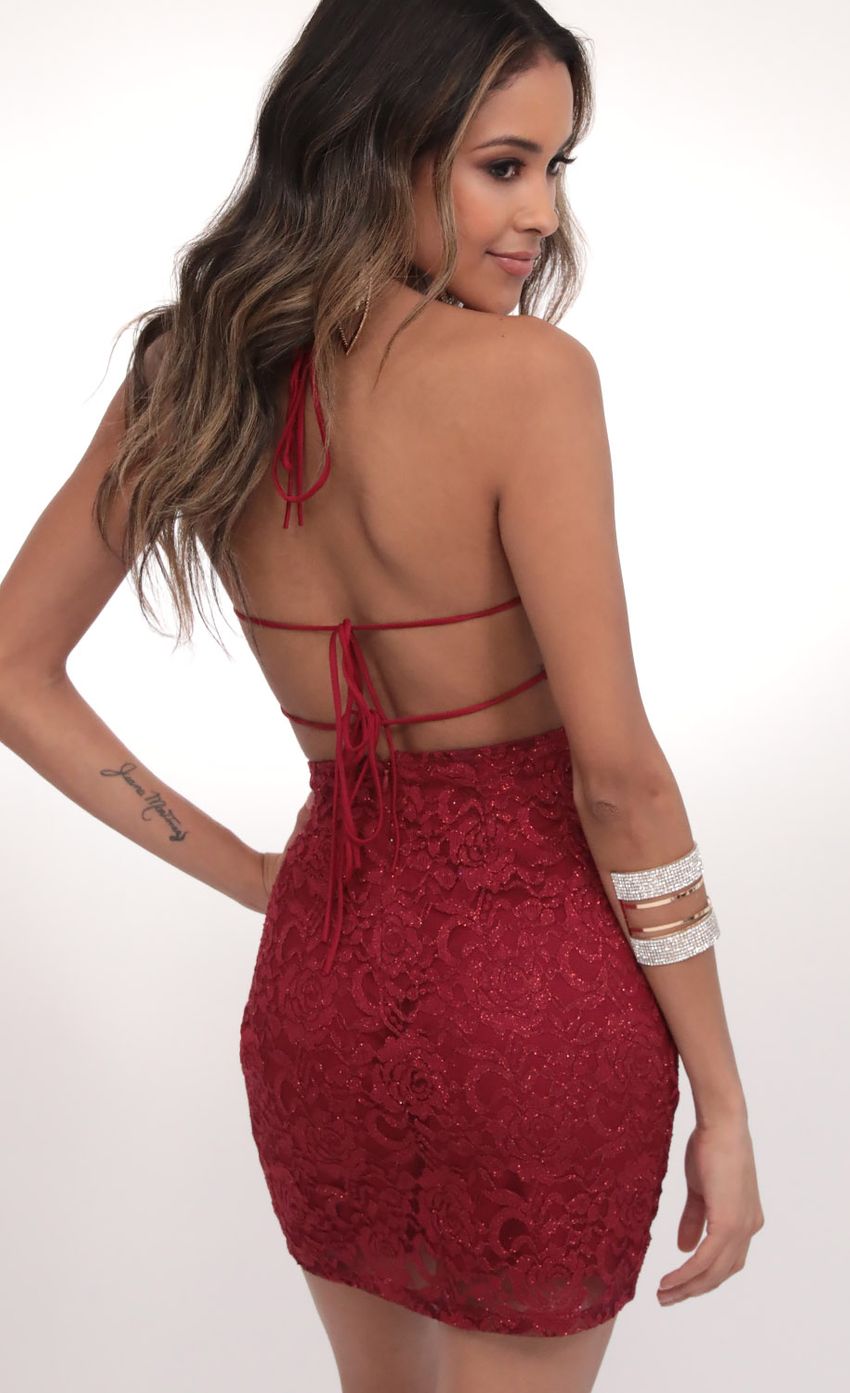 Picture Shimmer Lace Dress in Ruby Red. Source: https://media-img.lucyinthesky.com/data/Feb20_1/850xAUTO/781A4393.JPG