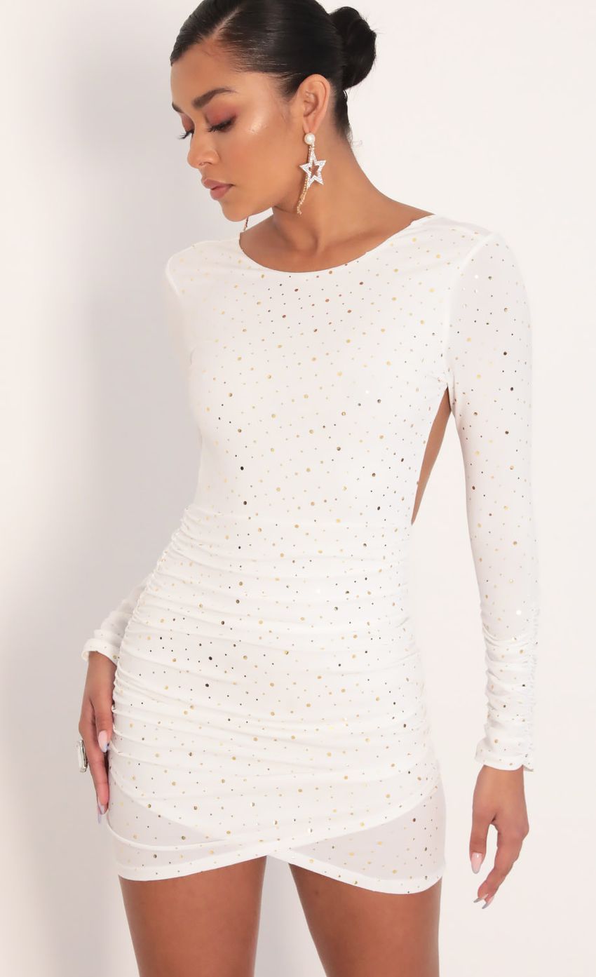Picture Josie Twinkling Open Back Dress in White Silver. Source: https://media-img.lucyinthesky.com/data/Feb20_1/850xAUTO/781A7627.JPG