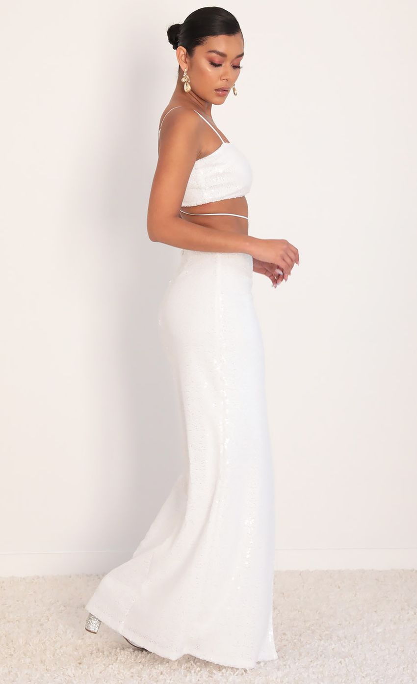 Picture Sequin Maxi Set in White. Source: https://media-img.lucyinthesky.com/data/Feb20_1/850xAUTO/781A9552.JPG