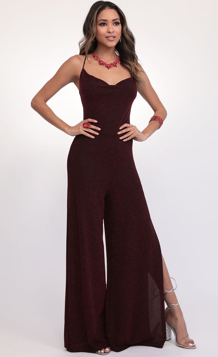 Picture Eliana Cowl Neck Jumpsuit in Deep Red. Source: https://media-img.lucyinthesky.com/data/Feb20_2/850xAUTO/781A0332.JPG