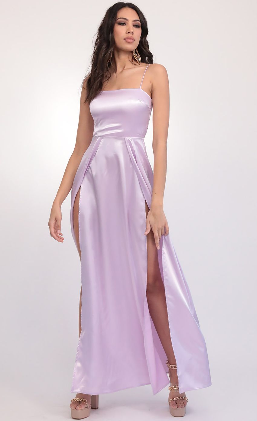 Picture Satin Maxi Dress in Lilac. Source: https://media-img.lucyinthesky.com/data/Feb20_2/850xAUTO/781A0503.JPG