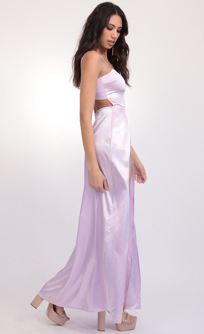 Picture Satin Maxi Dress in Lilac. Source: https://media-img.lucyinthesky.com/data/Feb20_2/850xAUTO/781A0563.JPG