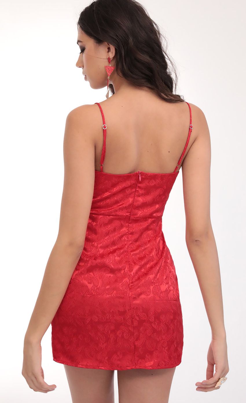 Picture Satin Jacquard Dress in Red. Source: https://media-img.lucyinthesky.com/data/Feb20_2/850xAUTO/781A6624.JPG