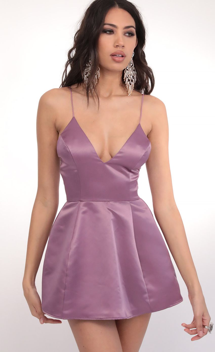 Picture Satin A-Line Dress in Deep Mauve. Source: https://media-img.lucyinthesky.com/data/Feb20_2/850xAUTO/781A8040.JPG