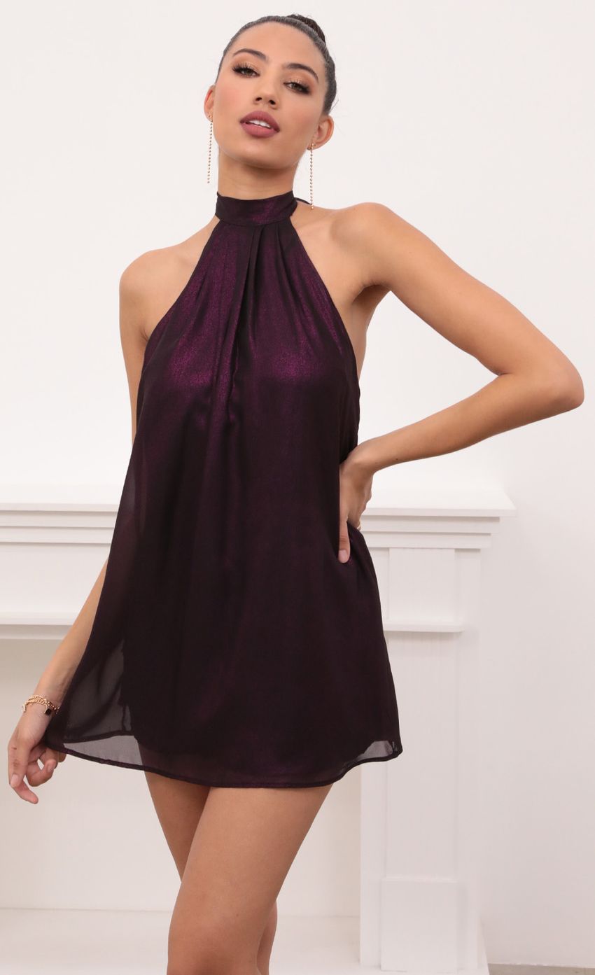 Picture Halter Dress in Shiny Purple. Source: https://media-img.lucyinthesky.com/data/Feb21_1/850xAUTO/1V9A7626.JPG