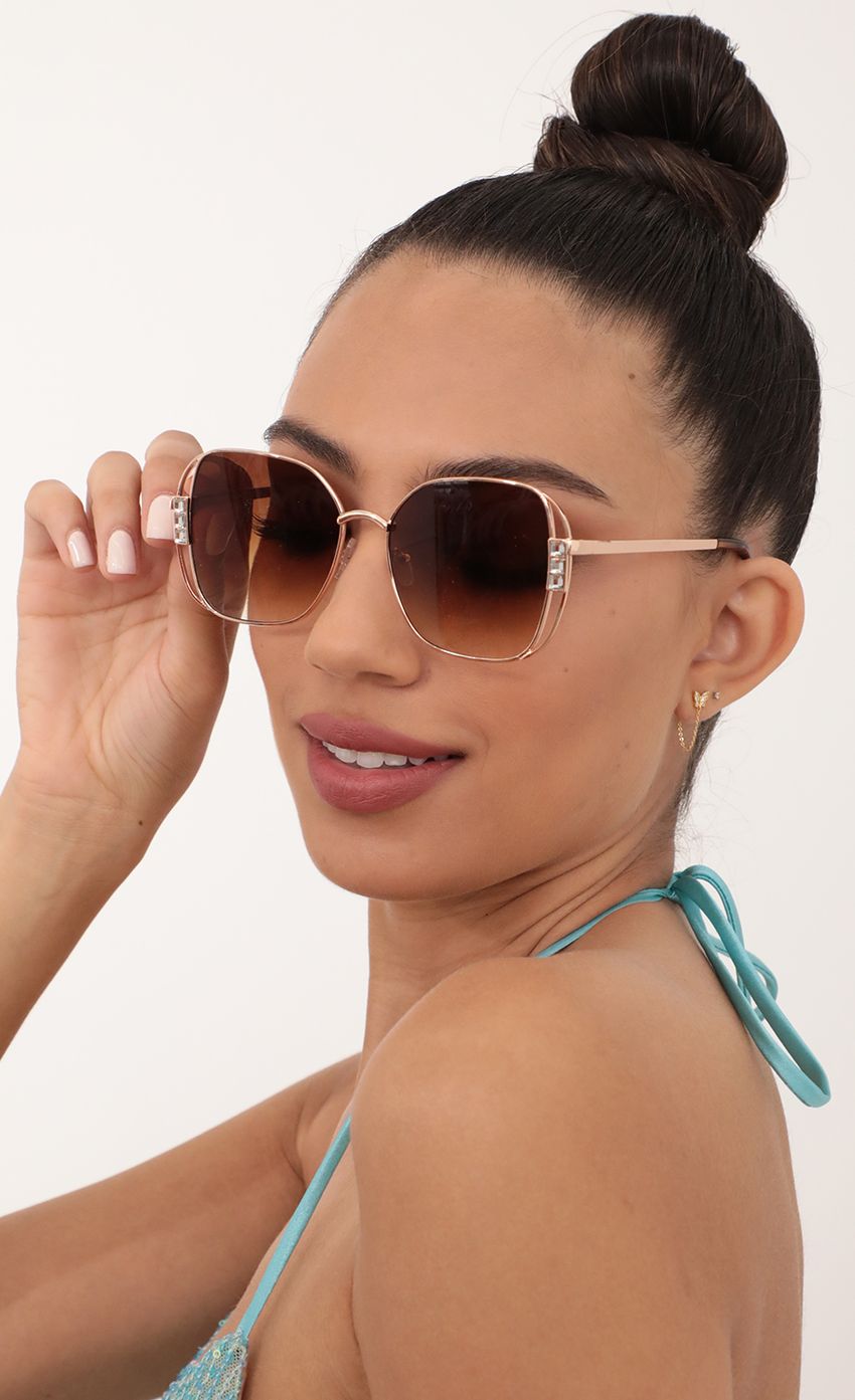 Picture Chloe Retro-Inspired Sunglasses in Brown. Source: https://media-img.lucyinthesky.com/data/Feb21_2/850xAUTO/AT2A1925_COPY.JPG