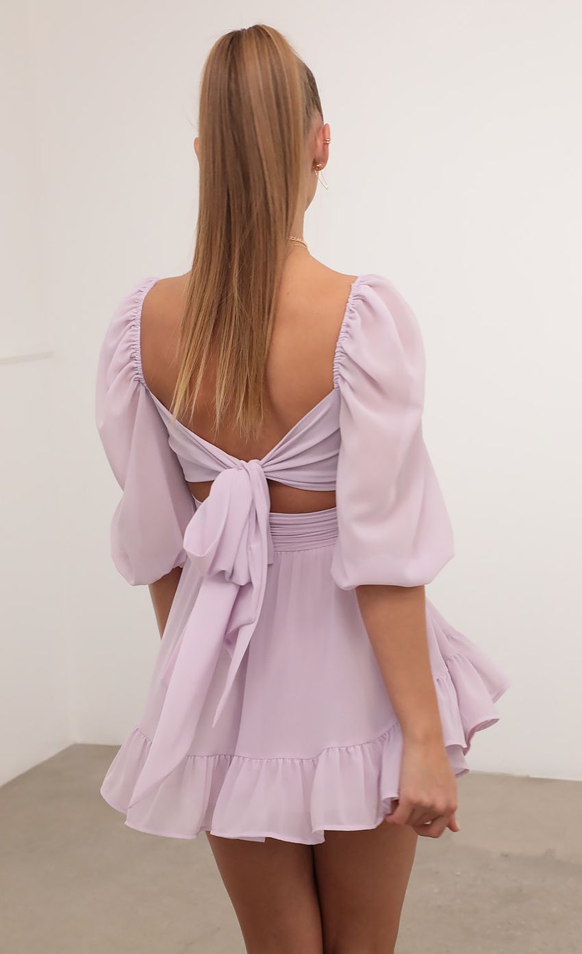 Picture Ruffle Dress in Lavender Chiffon. Source: https://media-img.lucyinthesky.com/data/Feb21_2/850xAUTO/AT2A2681.JPG