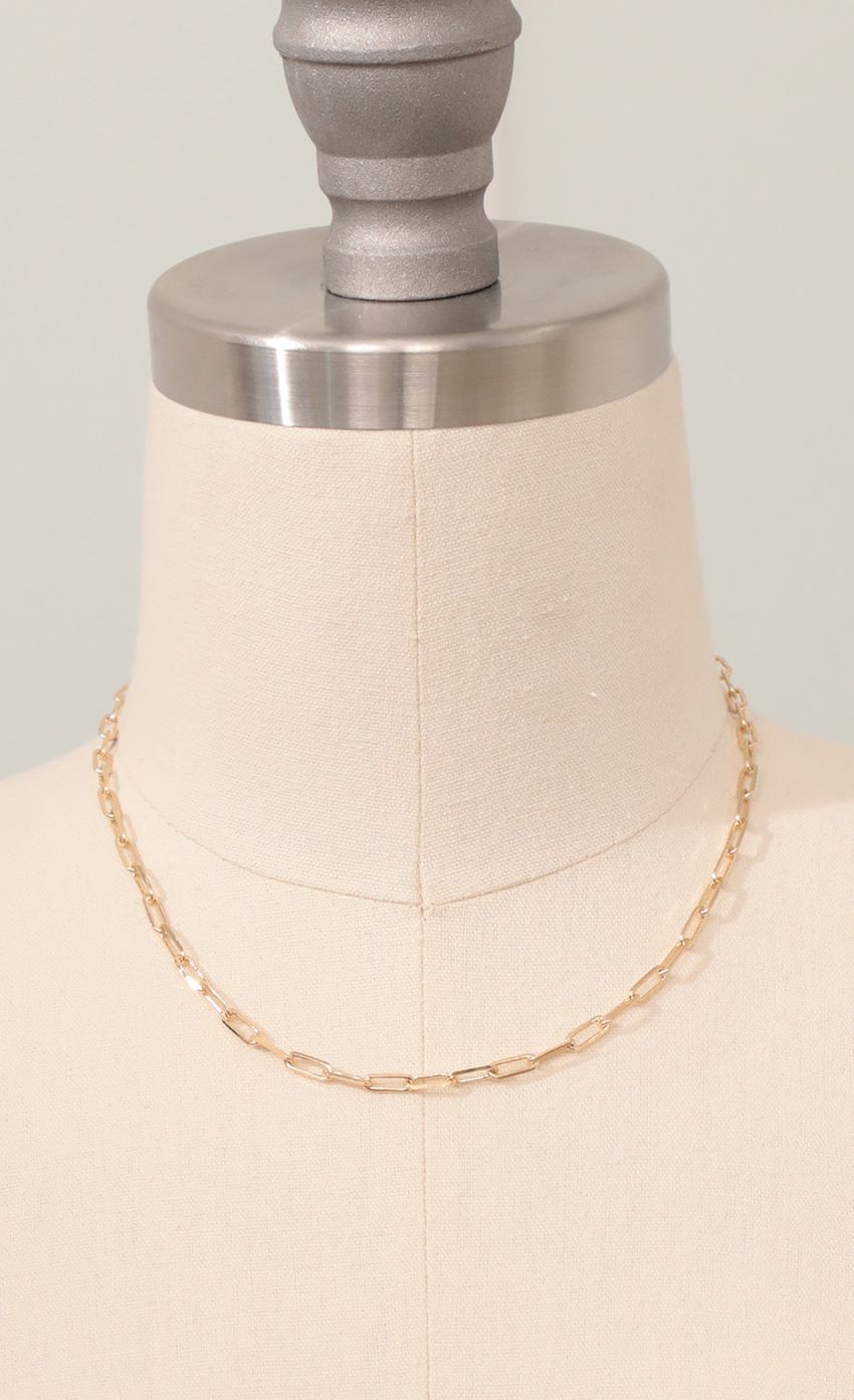 Picture Square Link Chain Necklace in Gold. Source: https://media-img.lucyinthesky.com/data/Feb21_2/850xAUTO/AT2A6055_COPY.JPG