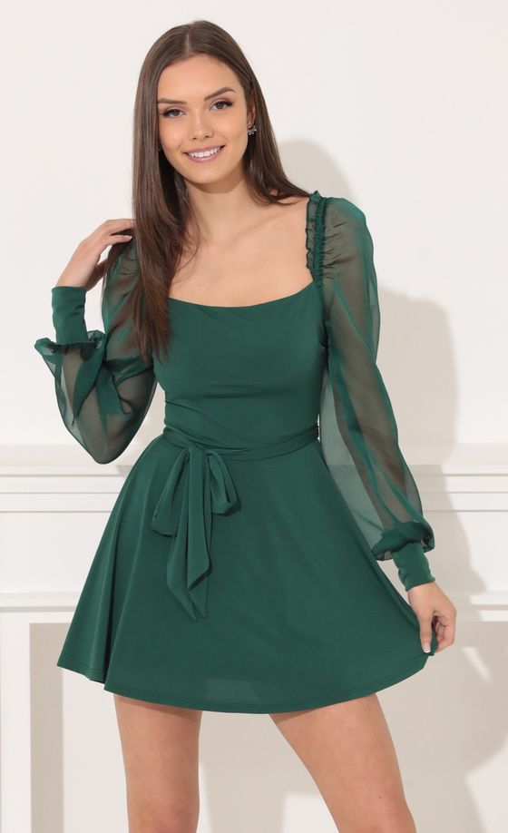 Long Sleeve Dress in Green