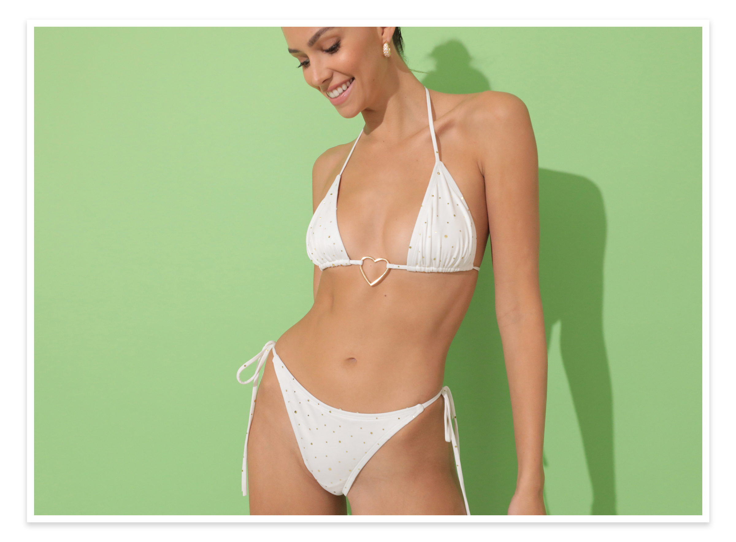 Triangle Bikini Set in White Shimmer