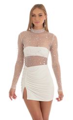 Picture Glitter Sheer Dress in White. Source: https://media-img.lucyinthesky.com/data/Feb23/150xAUTO/04b03a95-ac2e-4c64-841b-a160f324590d.jpg