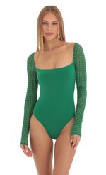 Picture Gold Diamond Glitter Bodysuit in Green. Source: https://media-img.lucyinthesky.com/data/Feb23/150xAUTO/2f70aed5-9fa8-47fb-8c78-2add88eef56d.jpg