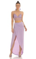 Picture Sequin Two Piece Maxi Skirt Set in Purple. Source: https://media-img.lucyinthesky.com/data/Feb23/150xAUTO/344649bb-cbb8-4f5d-94eb-081c2b6aafd1.jpg