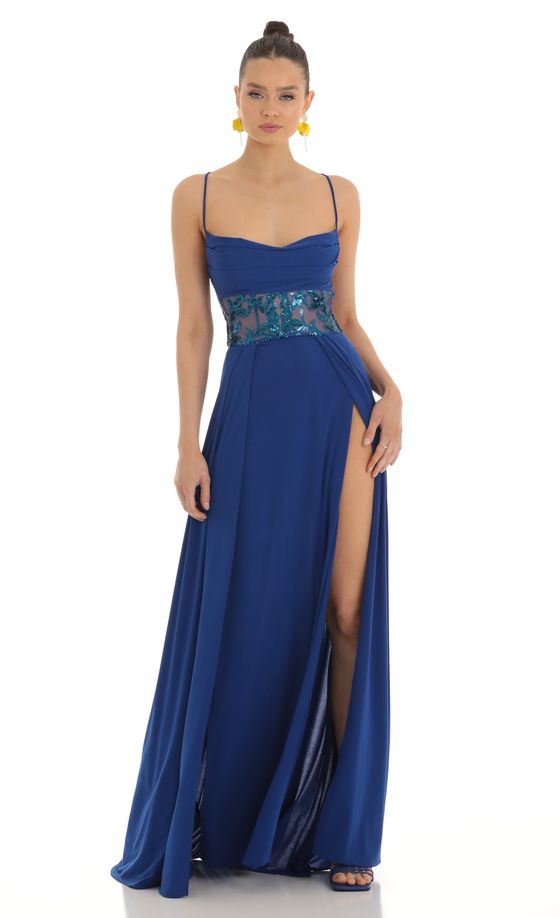 Floral Maxi Dress in Royal Blue