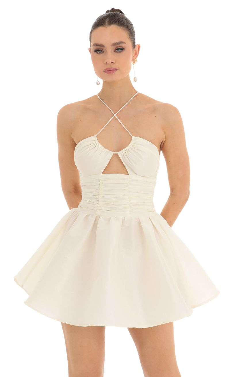 ruched cross front dress Rafferiza Blue Cross Front Ruched Waist Short Length Dress For Women