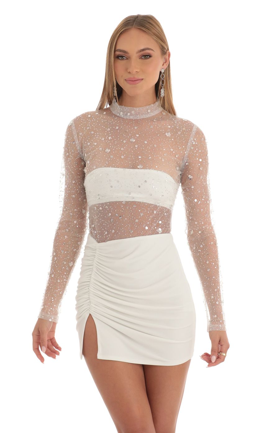 Picture Glitter Sheer Dress in White. Source: https://media-img.lucyinthesky.com/data/Feb23/850xAUTO/04b03a95-ac2e-4c64-841b-a160f324590d.jpg