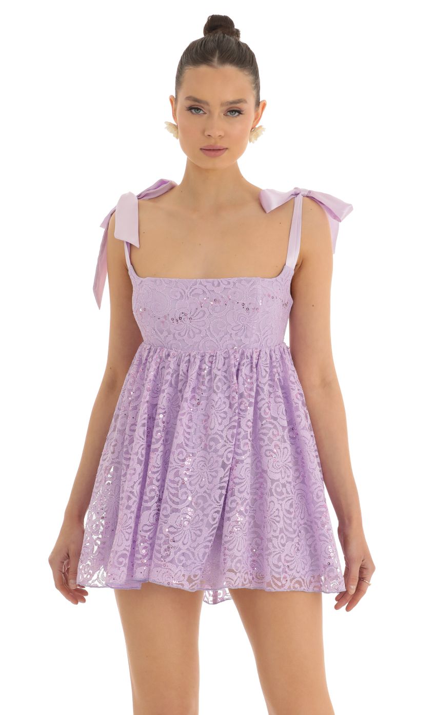 Picture Desiree Sequin Lace Baby Doll Dress in Purple. Source: https://media-img.lucyinthesky.com/data/Feb23/850xAUTO/0663da80-1389-48c2-80d9-53ece2a67c46.jpg