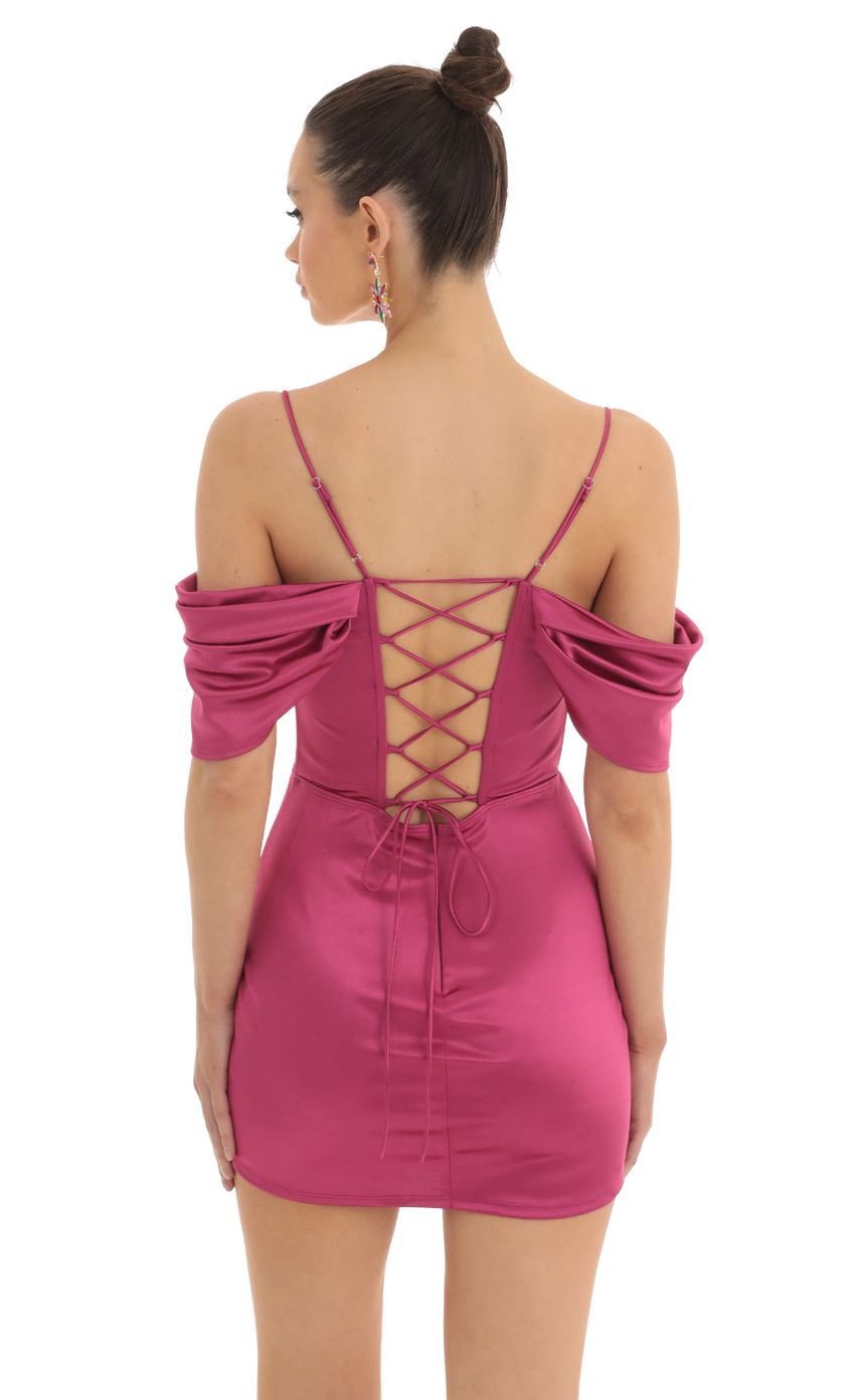Picture Satin Off The Shoulder Dress in Mauve. Source: https://media-img.lucyinthesky.com/data/Feb23/850xAUTO/19ddad0f-15a0-4100-9212-0cb910fb0ae7.jpg