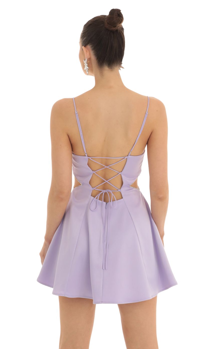 Picture Satin Diamond Cutout Dress in Purple. Source: https://media-img.lucyinthesky.com/data/Feb23/850xAUTO/1a393985-7c69-4d40-8011-bc549cb95e27.jpg