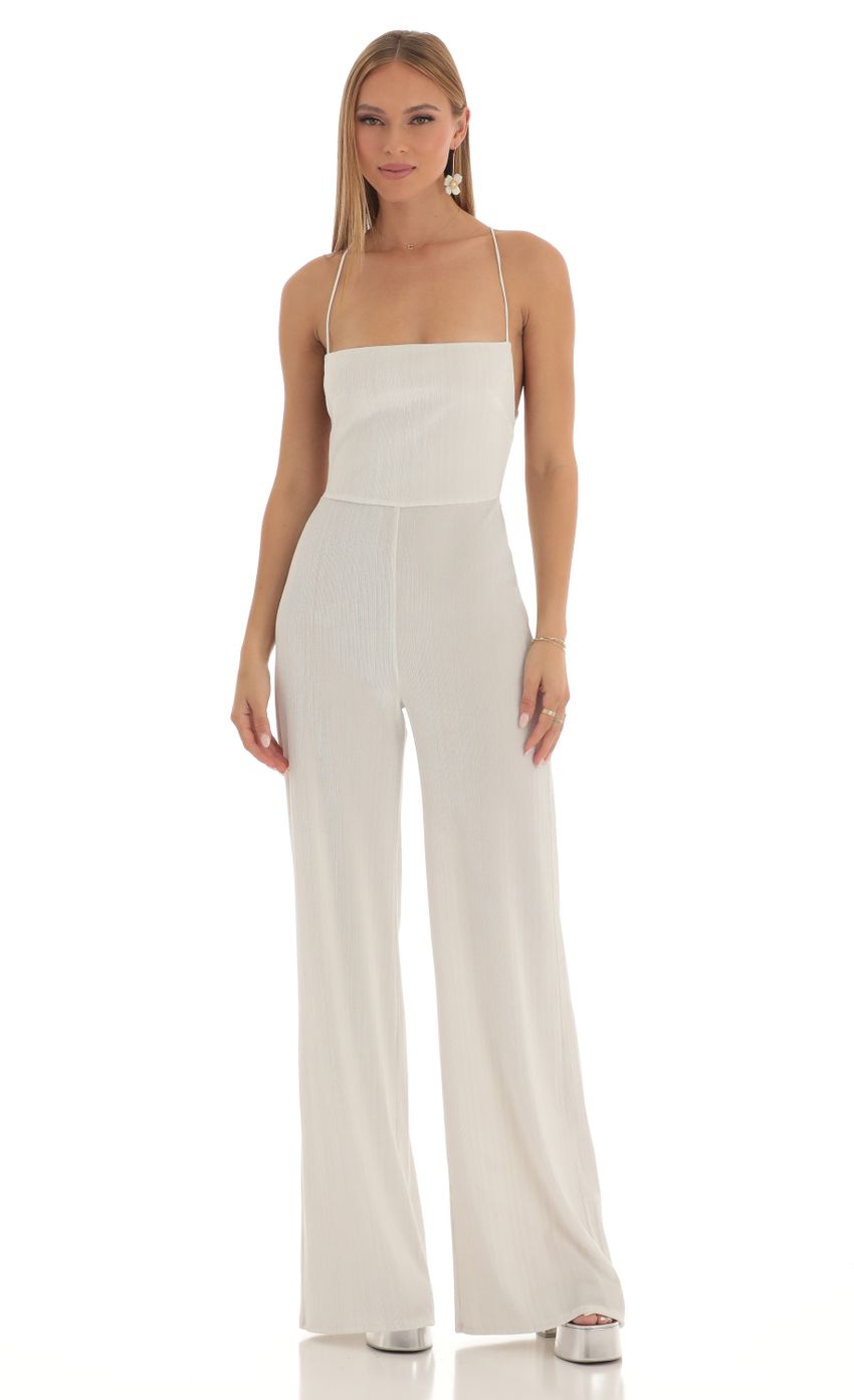Picture Harlin Striped Velvet Jumpsuit in White. Source: https://media-img.lucyinthesky.com/data/Feb23/850xAUTO/226cc3fe-2987-4d5c-9f2e-e7d69b6d9e84.jpg