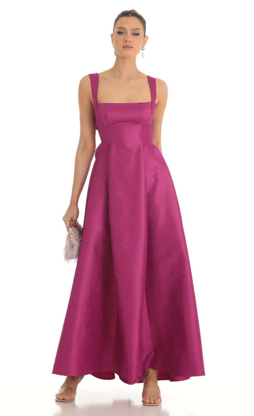 Picture Fit and Flare Maxi Dress in Dark Pink. Source: https://media-img.lucyinthesky.com/data/Feb23/850xAUTO/33a2725f-390a-4ce7-987f-bb3854c318e9.jpg