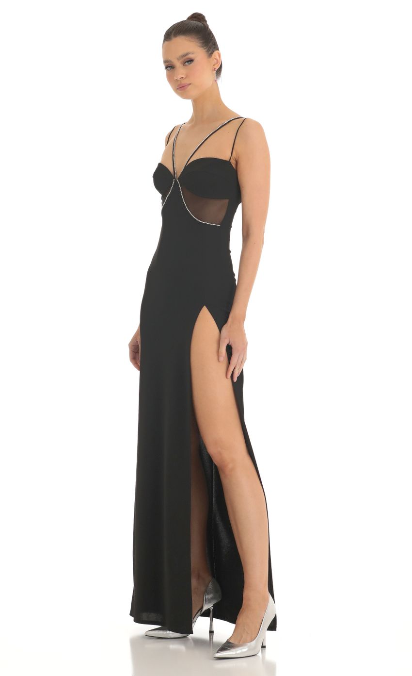 Picture Rhinestone Crepe Cutout Maxi Dress in Black. Source: https://media-img.lucyinthesky.com/data/Feb23/850xAUTO/38b30355-6b3e-4a03-bebb-a6768291da29.jpg